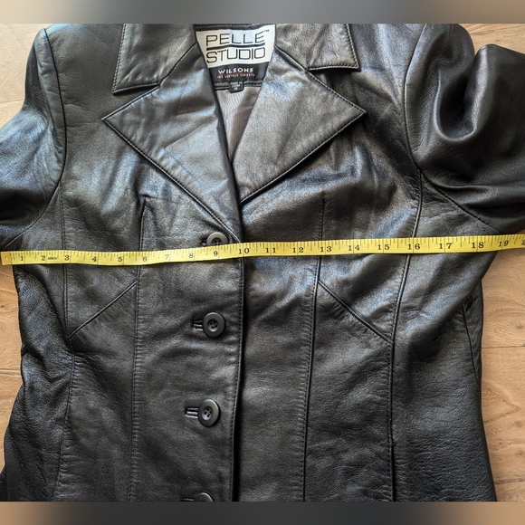 Wilsons Black Genuine Leather Blazer Jacket Size Medium - Picture 9 of 12